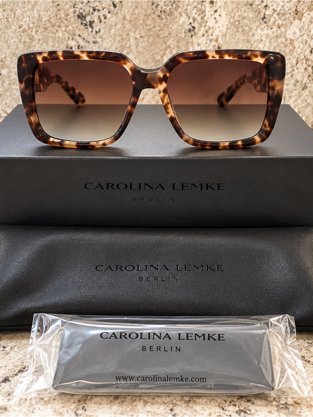 Carolina Lemke Dandy CL9049-02 Tortoise Brown Gradient Sunglasses NWT